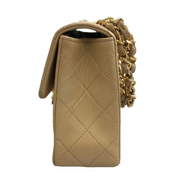 Chanel Matelasse Turn Lock Chain Leather Beige Handbag - Picture 3 of 8